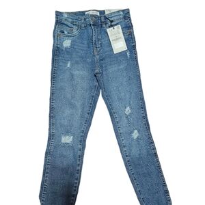 Zara KIDS Blue Ripped Skinny Jeans Modern Distressed Style 10
